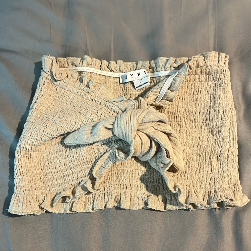 Beige crop tube top